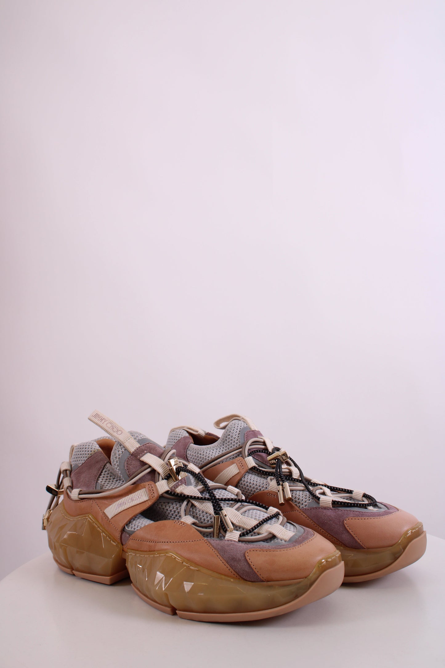 Jimmy Choo Leather/ Mesh Diamond Trail Trainers Grey/ Beige 39 | O/S, Beige