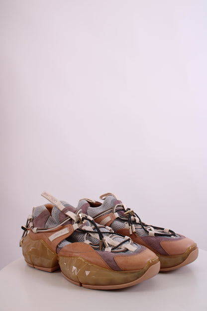 Jimmy Choo Leather/ Mesh Diamond Trail Trainers Grey/ Beige 39 | O/S, Beige