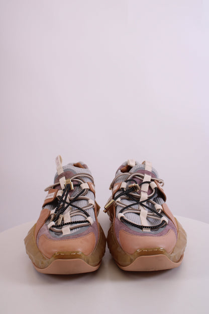 Jimmy Choo Leather/ Mesh Diamond Trail Trainers Grey/ Beige 39 | O/S, Beige
