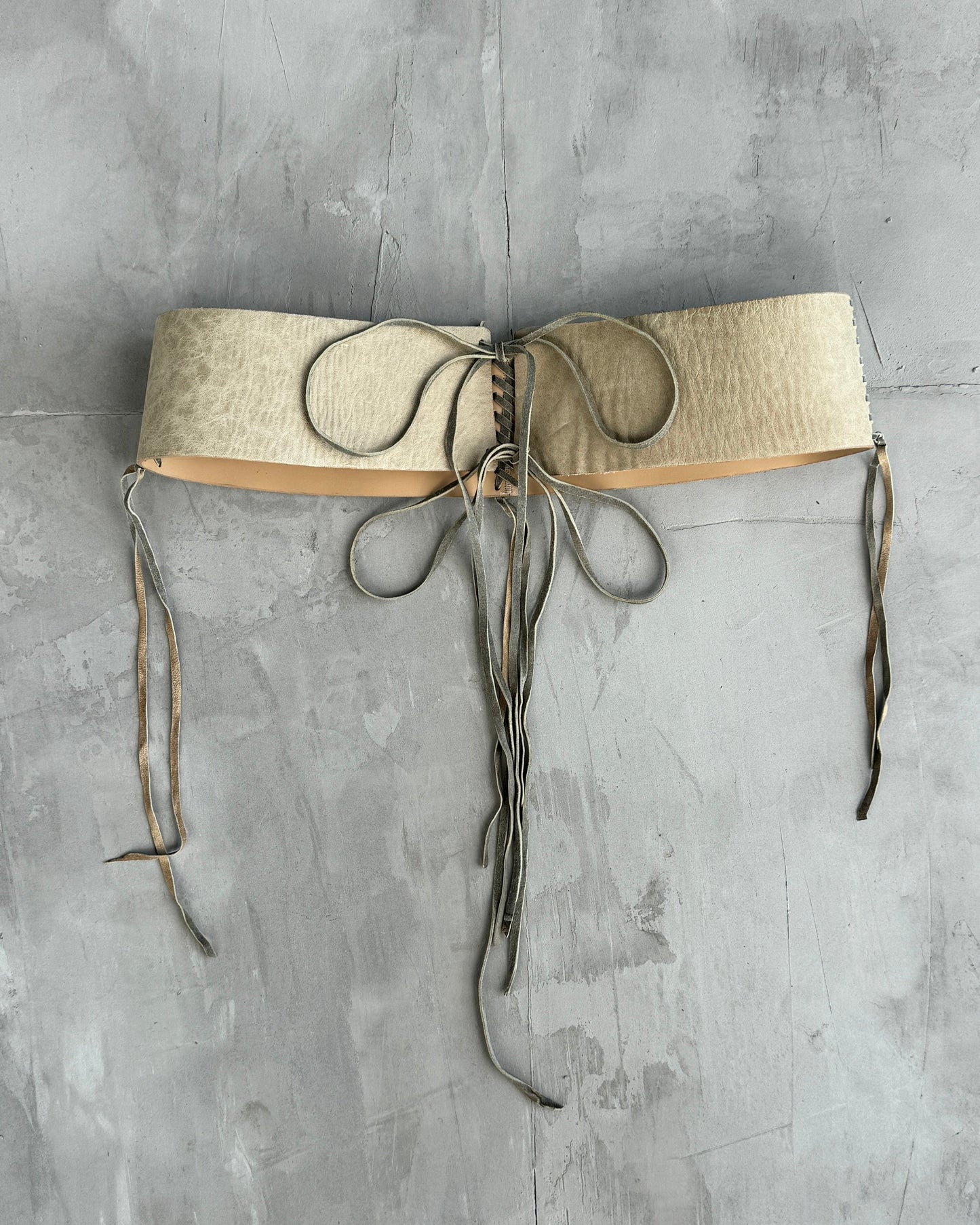 PLEIN SUD LEATHER & LACE WRAP CORSET BELT - M | O/S, Beige