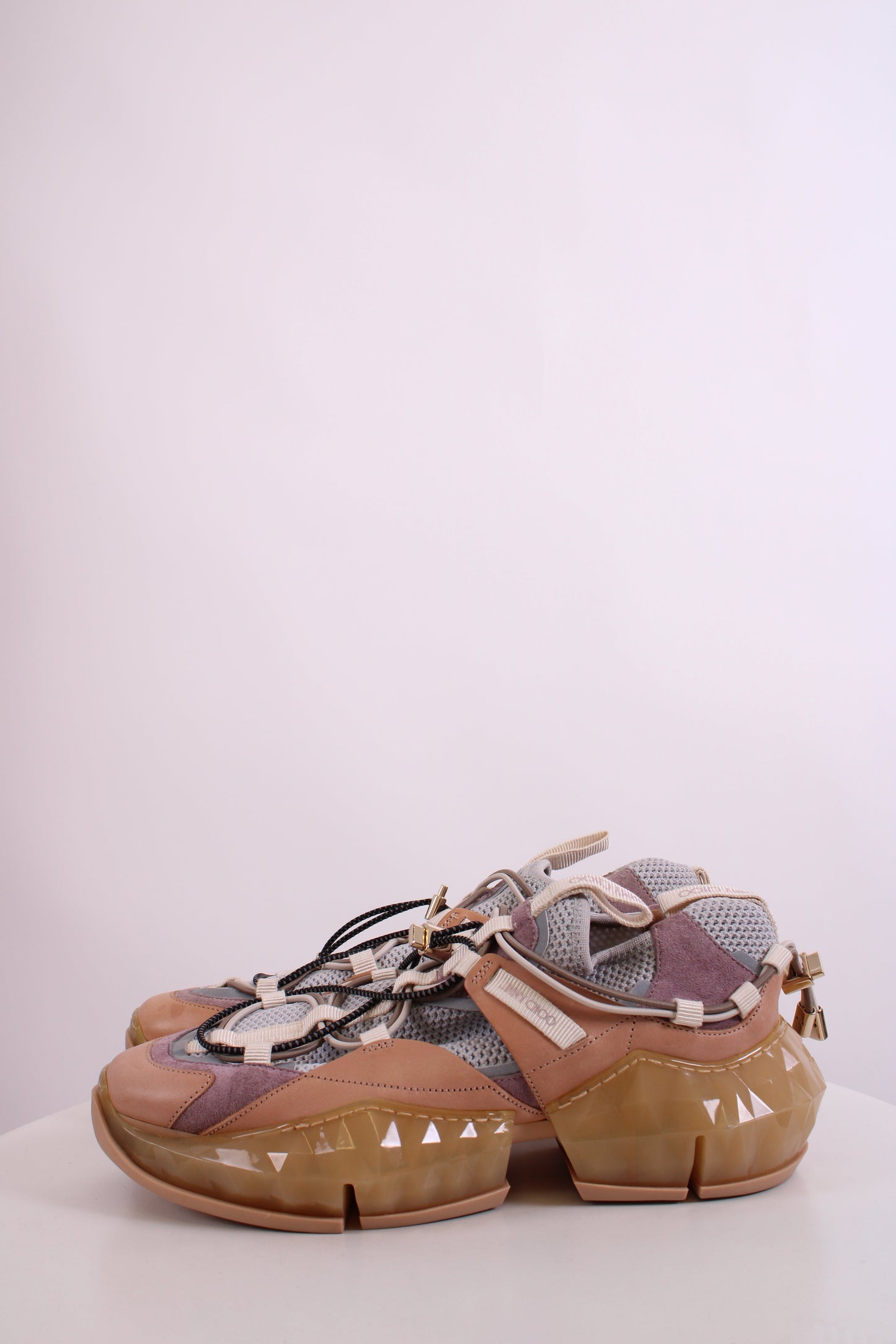 Jimmy Choo Leather/ Mesh Diamond Trail Trainers Grey/ Beige 39 | O/S, Beige