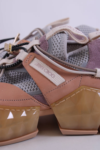 Jimmy Choo Leather/ Mesh Diamond Trail Trainers Grey/ Beige 39 | O/S, Beige