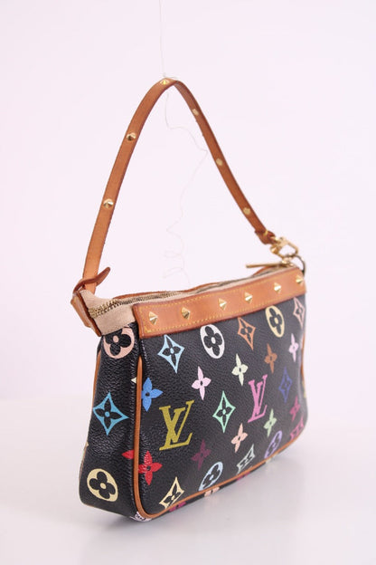 Louis Vuitton X Takashi Murakami Monogram Pouchette Bag Black/ Multi Colured | O/S, Black