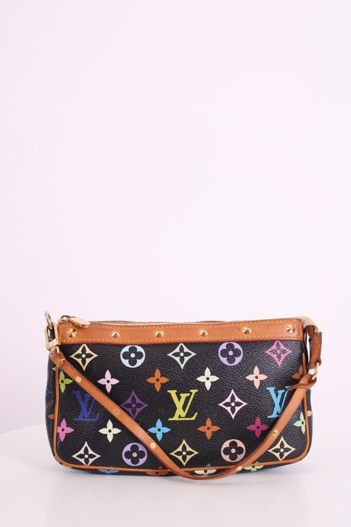Louis Vuitton X Takashi Murakami Monogram Pouchette Bag Black/ Multi Colured | O/S, Black
