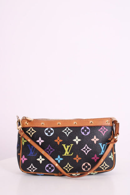 Louis Vuitton X Takashi Murakami Monogram Pouchette Bag Black/ Multi Colured | O/S, Black