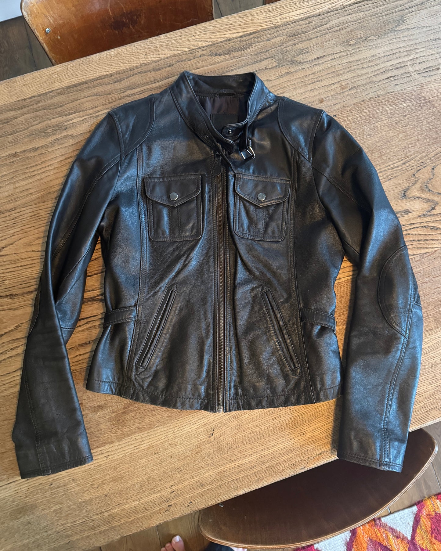 BROWN LEATHER JACKET - S | Small, Brown