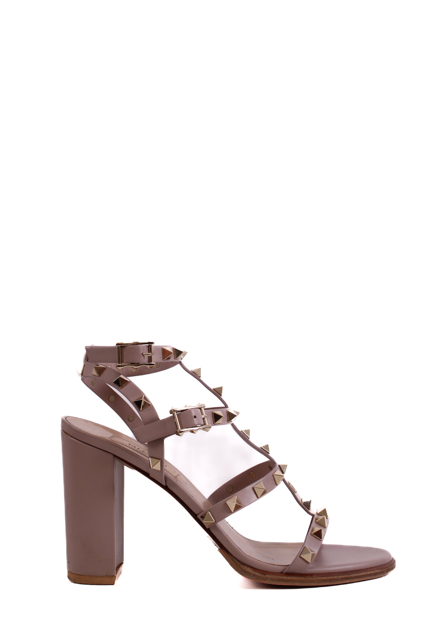 Valentino Rockstud Ankle Strap Heels Beige 38 | O/S, Beige