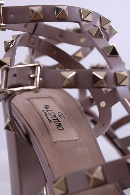 Valentino Rockstud Ankle Strap Heels Beige 38 | O/S, Beige