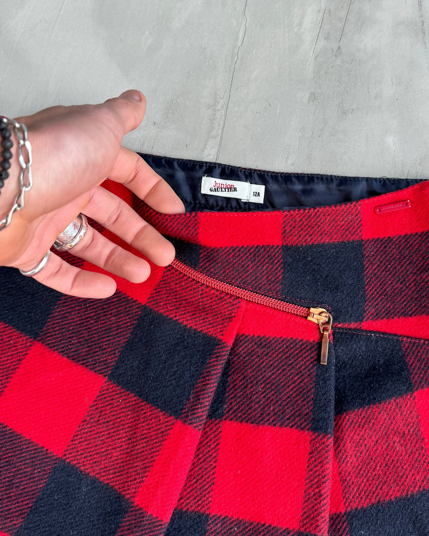 JUNIOR GAULTIER RED TARTAN CHECK PLAID MINI SKIRT - XS/S