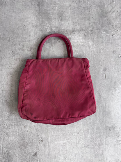 Prada Logo Plaque Red Nylon Top-Handle