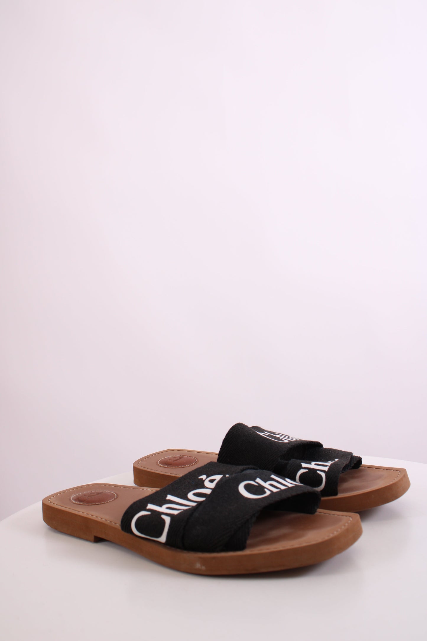 Chloe Woody Logo Mule Sandals Black 39 | O/S, Black