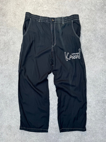 Kansai Yamamoto Logo Embroidered Contrast Stitch Wide Fit Trousers