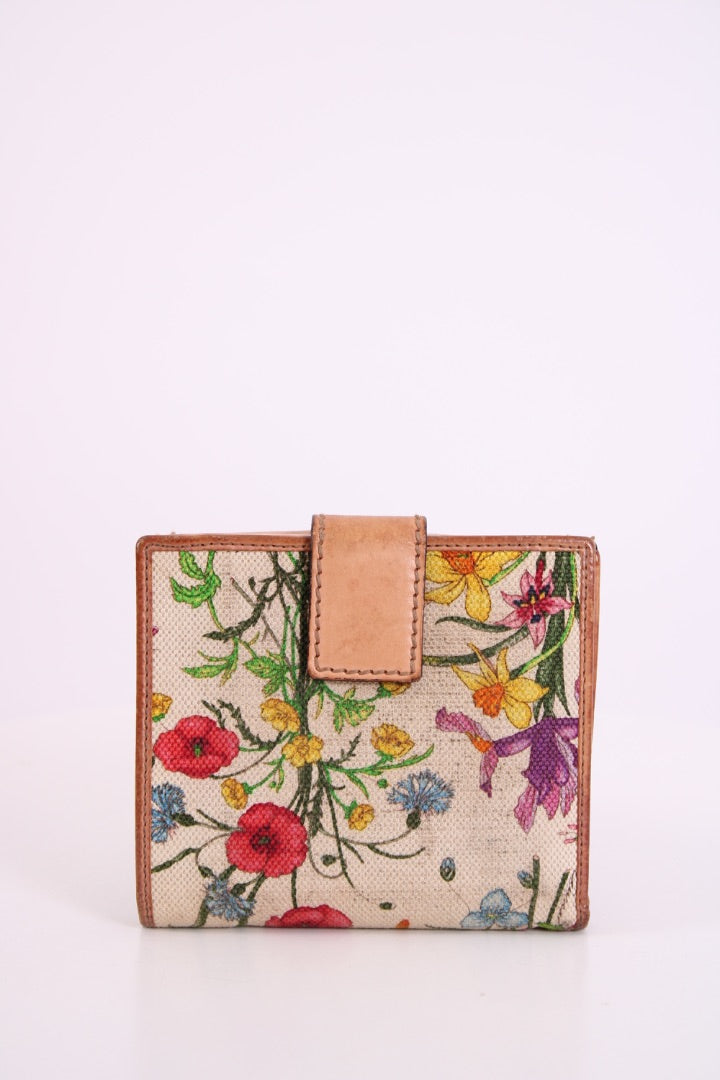 Gucci Floral Print/ Bamboo Purse White/ Multi Colured | O/S, Red