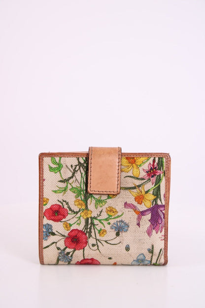 Gucci Floral Print/ Bamboo Purse White/ Multi Colured | O/S, Red