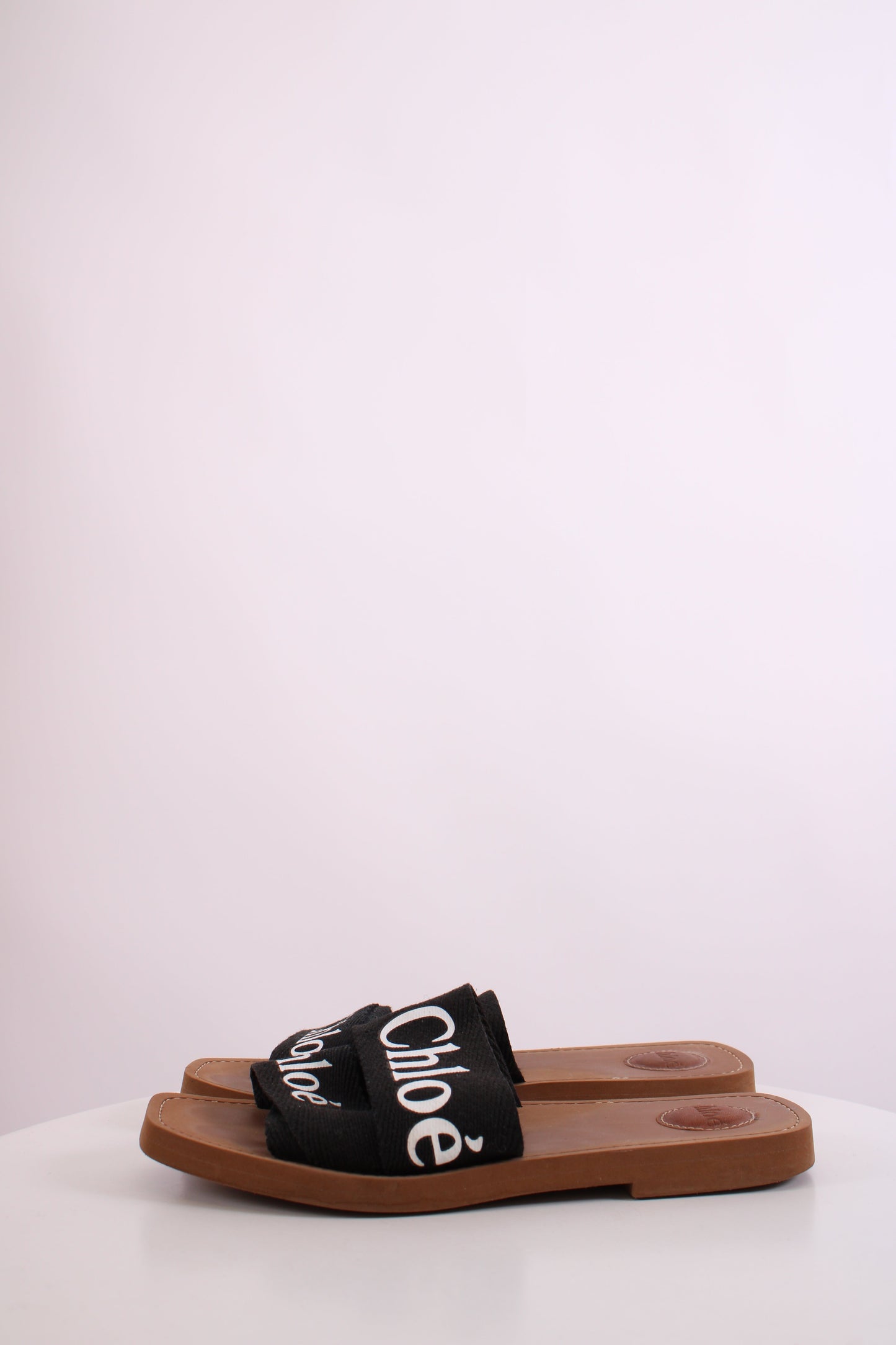 Chloe Woody Logo Mule Sandals Black 39 | O/S, Black