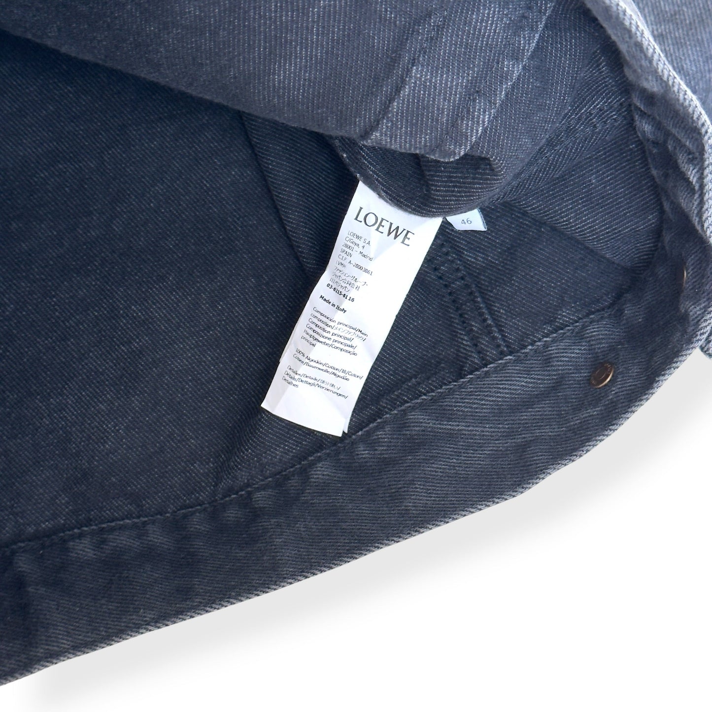 LOEWE ANAGRAM LOGO DENIM JACKET BLACK / WHITE 46 / S | Small, Black