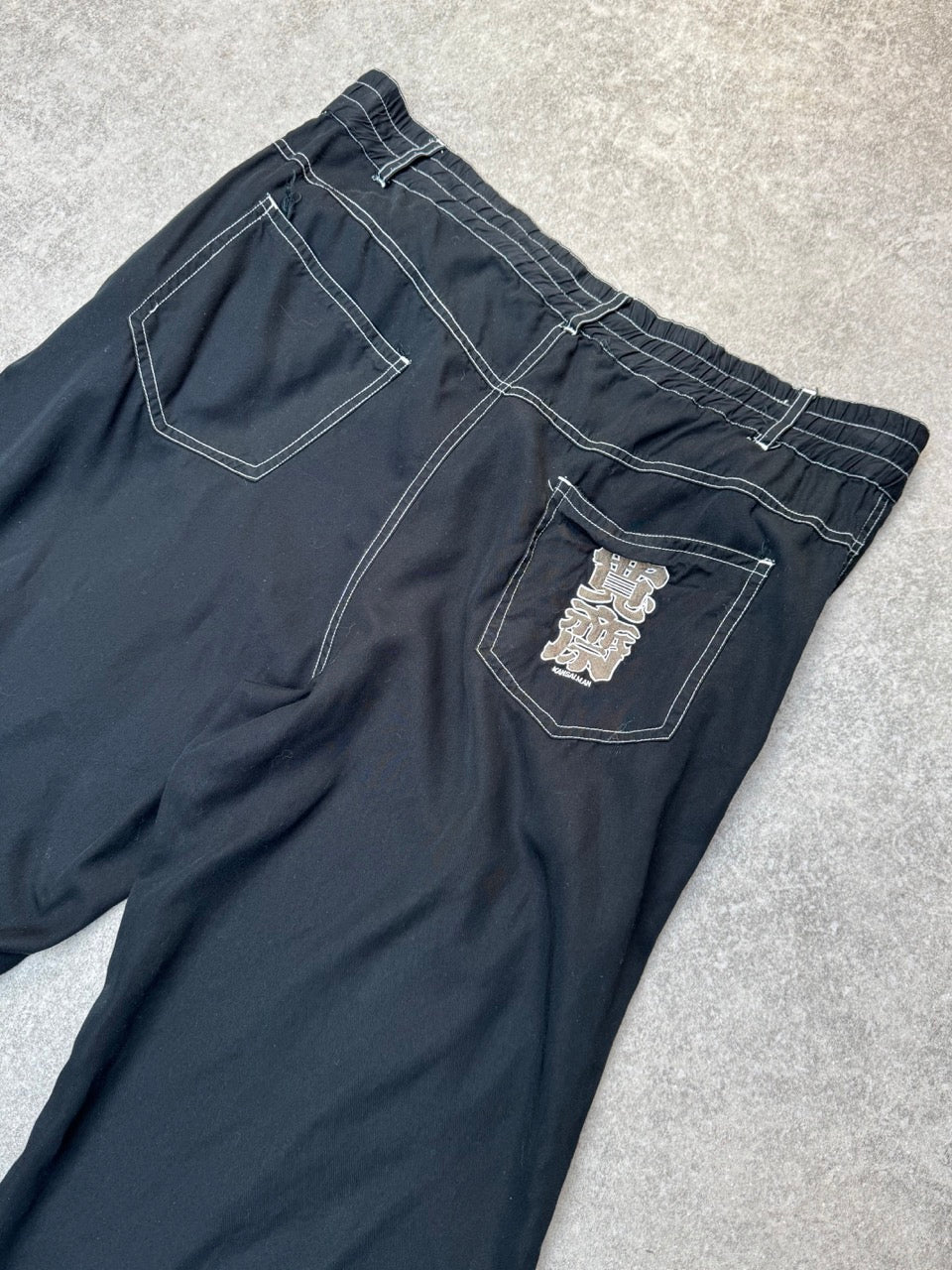 Kansai Yamamoto Logo Embroidered Contrast Stitch Wide Fit Trousers