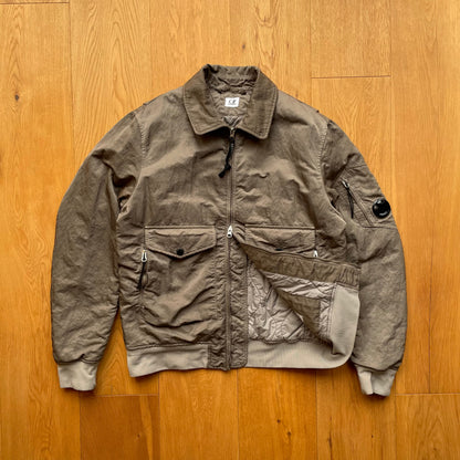 C.P. Company Nylon B Grey Shimmer Bomber Jacket | Large, Grey