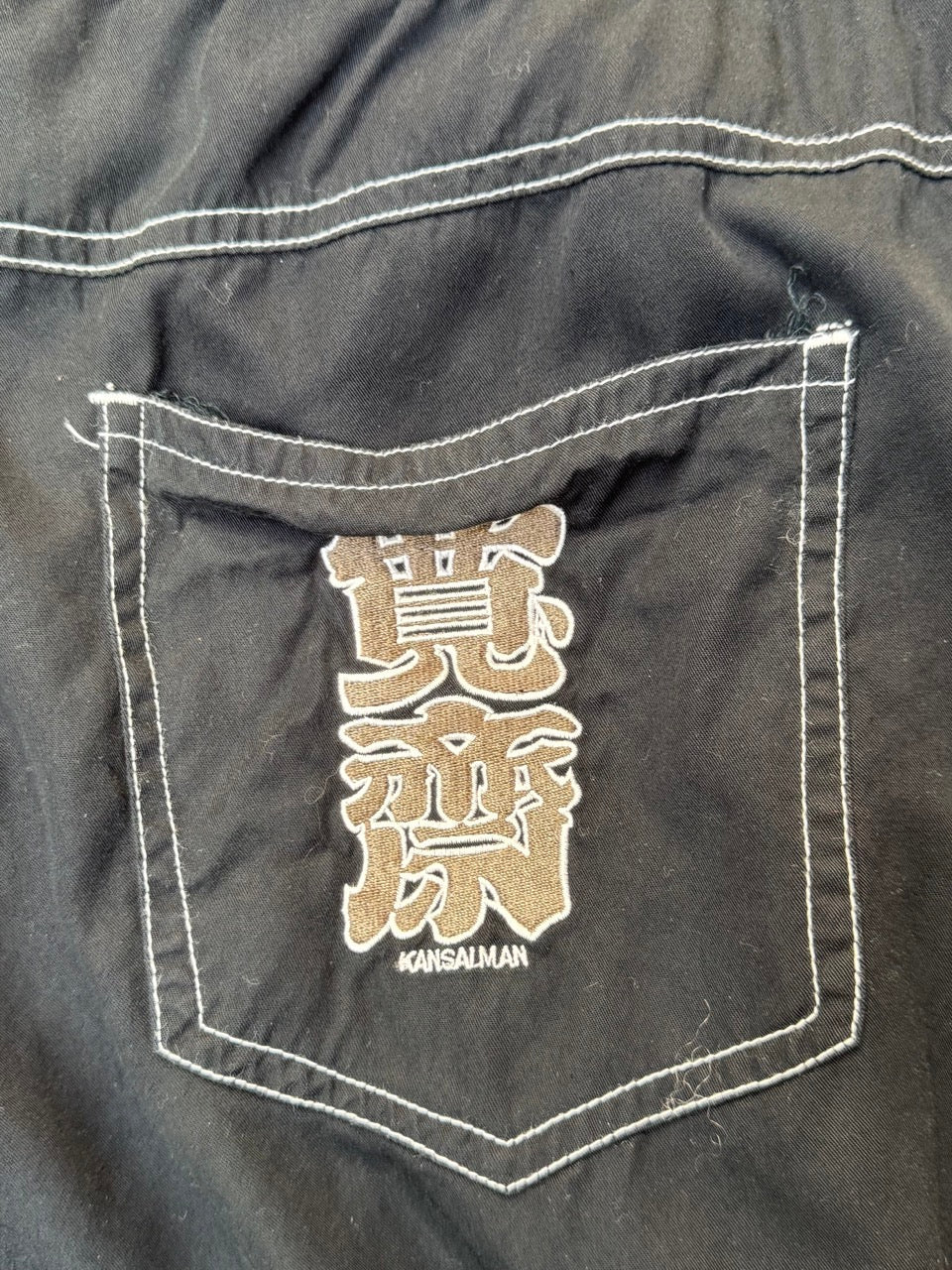 Kansai Yamamoto Logo Embroidered Contrast Stitch Wide Fit Trousers