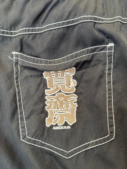 Kansai Yamamoto Logo Embroidered Contrast Stitch Wide Fit Trousers