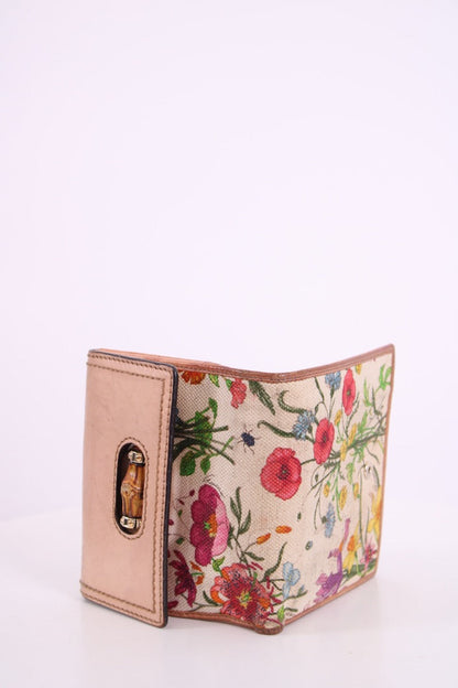 Gucci Floral Print/ Bamboo Purse White/ Multi Colured | O/S, Red
