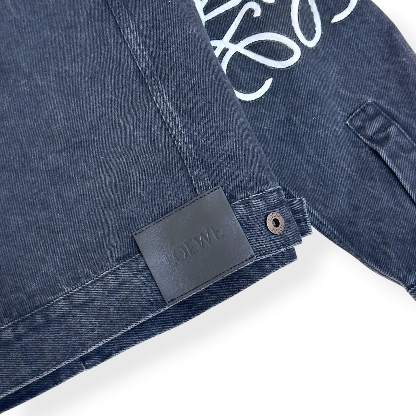 LOEWE ANAGRAM LOGO DENIM JACKET BLACK / WHITE 46 / S | Small, Black