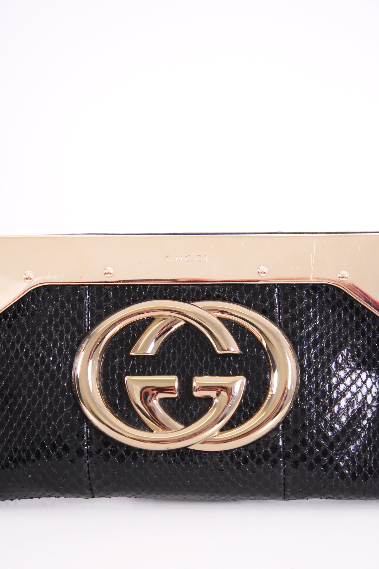 Gucci GG Snakeskin Britt Clutch Black | Default Title, Black