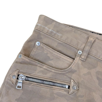 BALMAIN DISTRESSED CAMO BIKER SKINNY DENIM JEANS SAND W32” | W32, Camo
