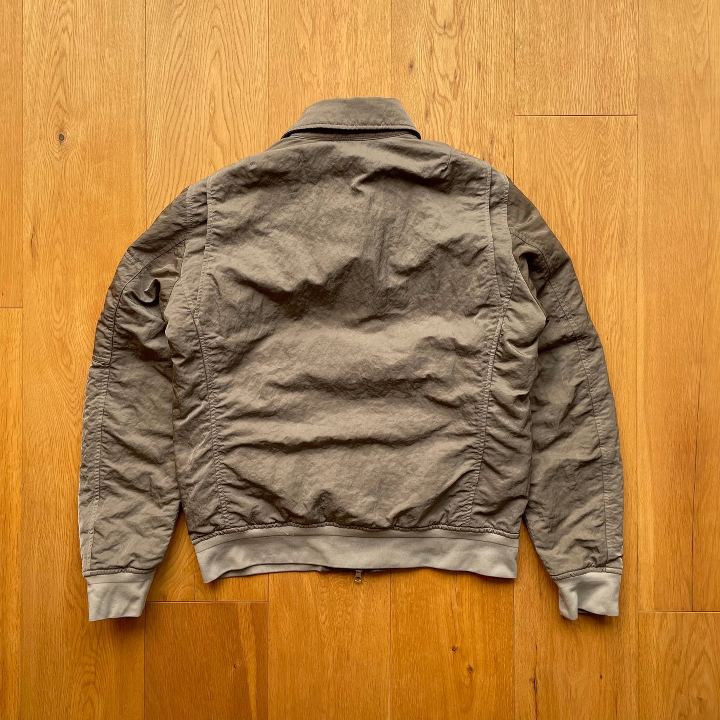 C.P. Company Nylon B Grey Shimmer Bomber Jacket | Large, Grey