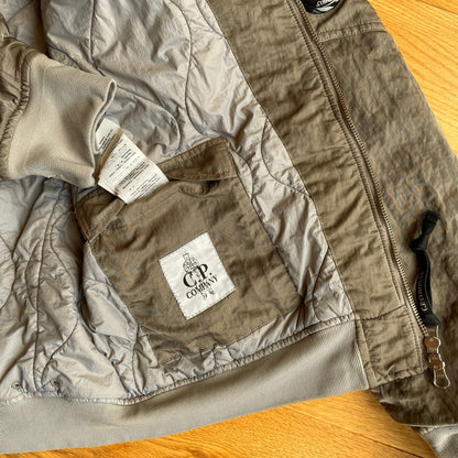 C.P. Company Nylon B Grey Shimmer Bomber Jacket | Large, Grey