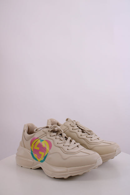 Gucci Rhyton Heart Trainers Off White/ Multi Coloured 37 | O/S, Red