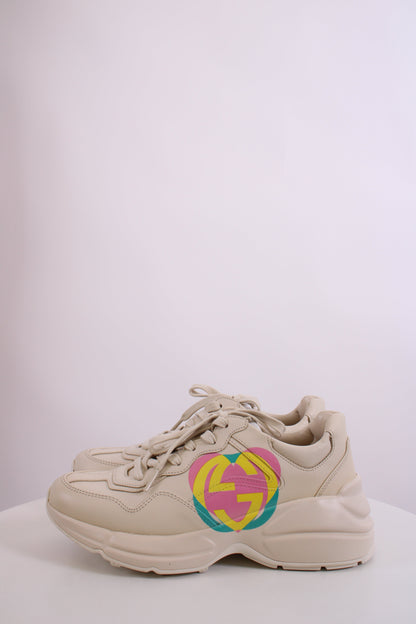Gucci Rhyton Heart Trainers Off White/ Multi Coloured 37 | O/S, Red