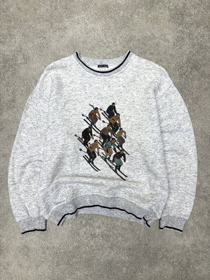 1980s Emporio Armani Ski Graphic Waffle Sweater
