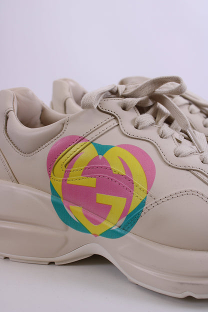 Gucci Rhyton Heart Trainers Off White/ Multi Coloured 37 | O/S, Red