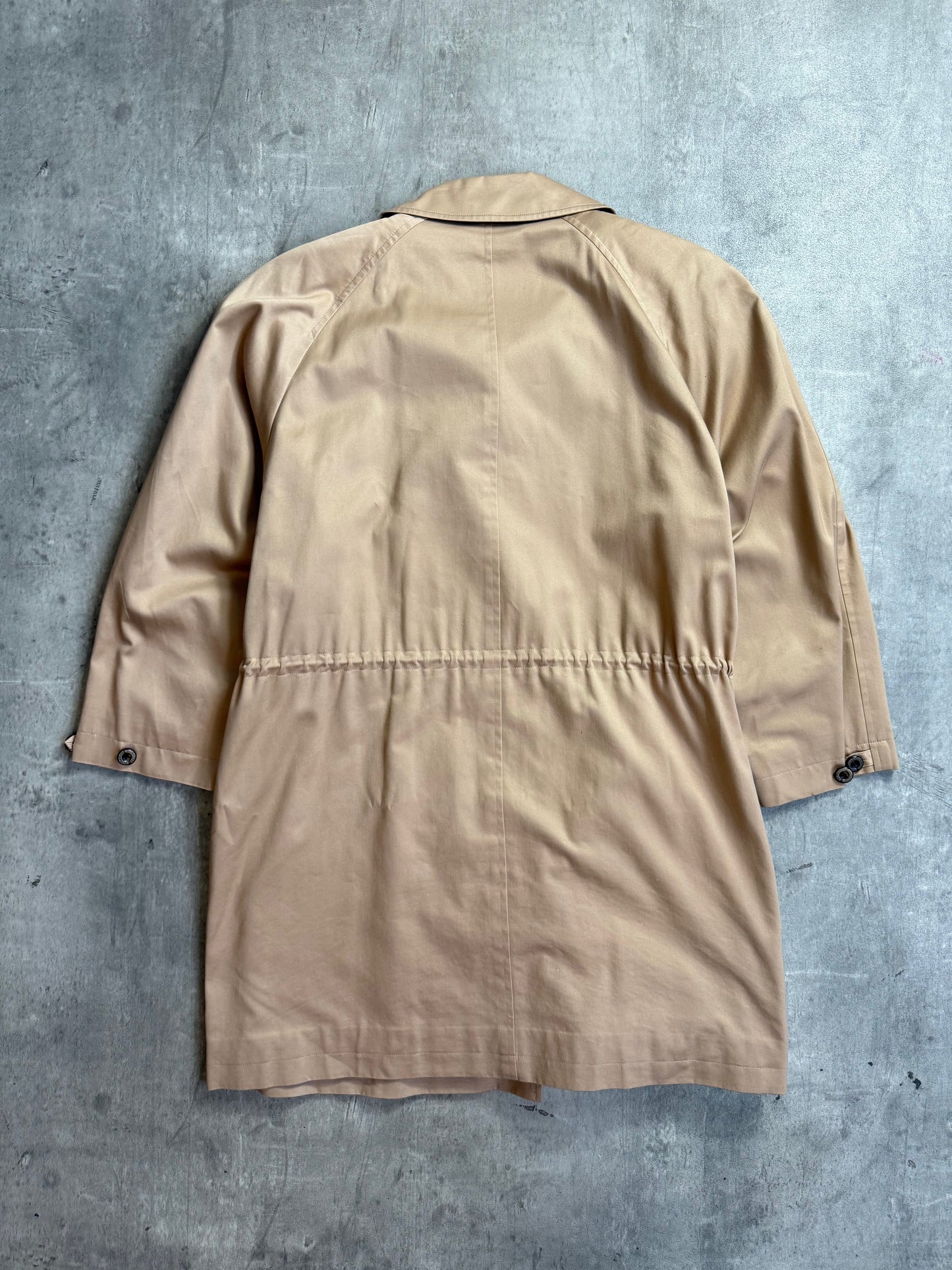 Burberry Camel Nova Check Lined Cinch Waist Midi Trench