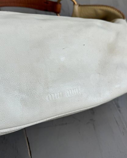 Miu Miu 2000's Cream Leather Shoulder Bag