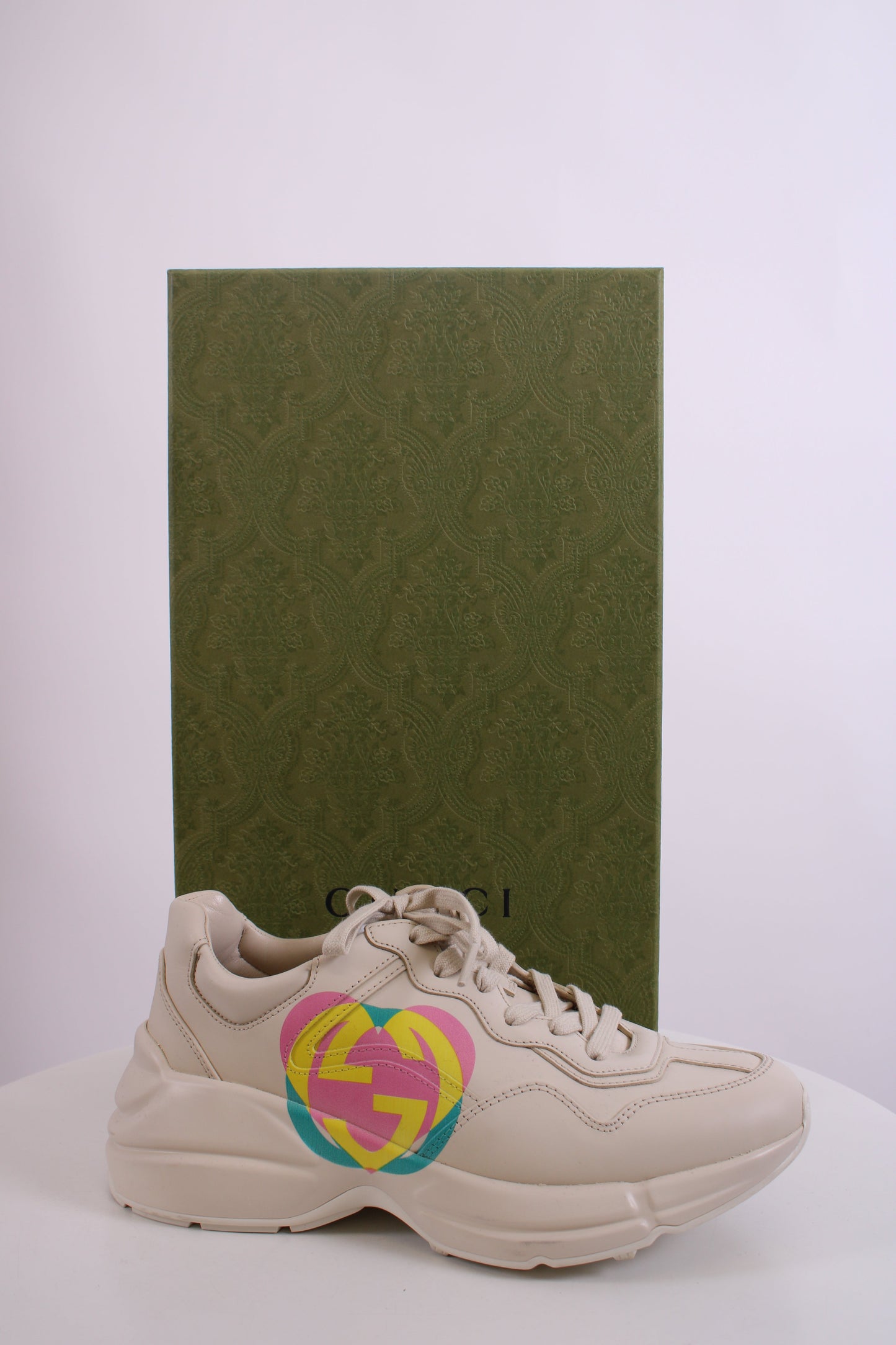Gucci Rhyton Heart Trainers Off White/ Multi Coloured 37 | O/S, Red