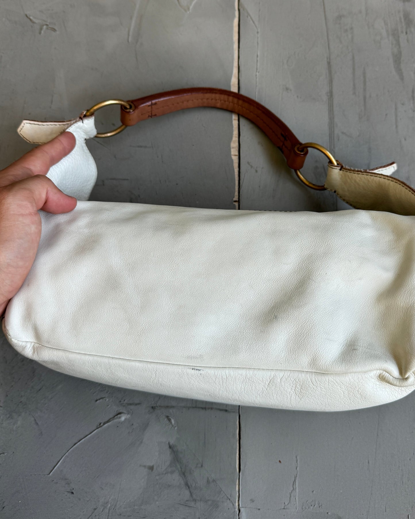 Miu Miu 2000's Cream Leather Shoulder Bag