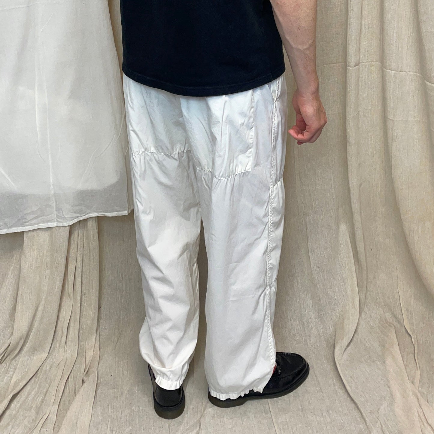 Prada Sport White SS00 Lightweight Cotton Parachute Pant Shell Trousers | Medium, White