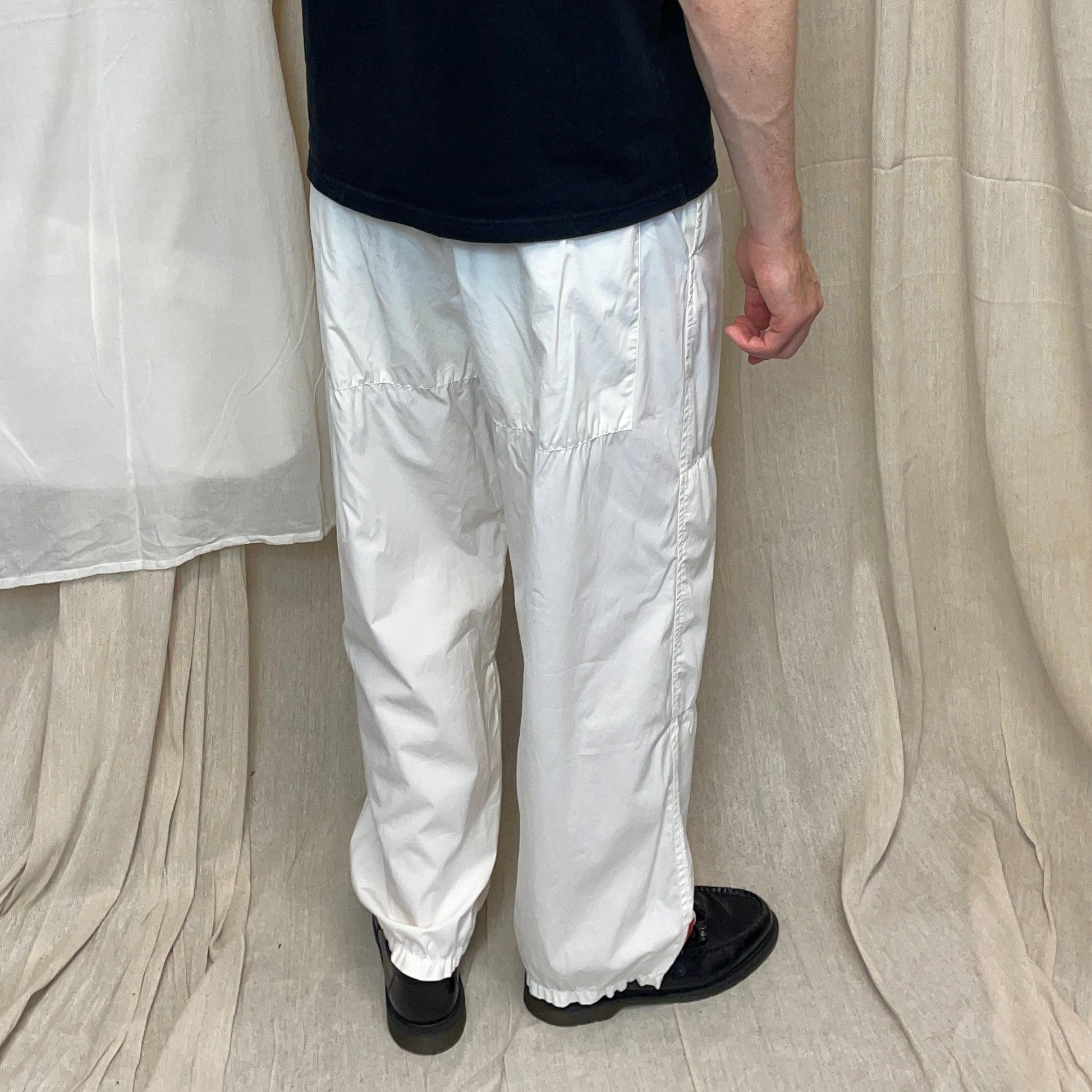 Prada Sport White SS00 Lightweight Cotton Parachute Pant Shell Trousers | Medium, White
