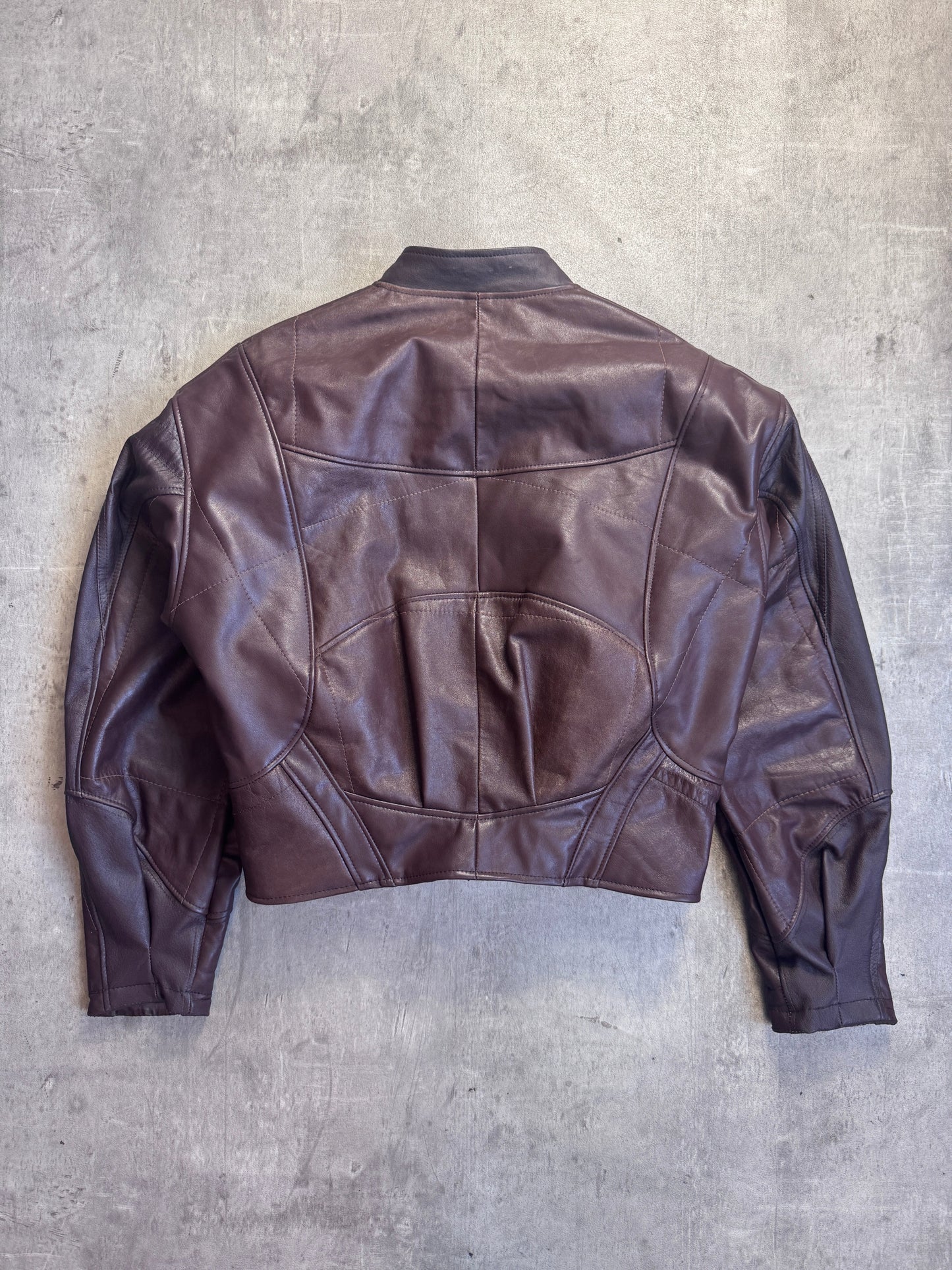 VT Rework: Gucci Monogram Boxy Brown Leather Cropped Jacket