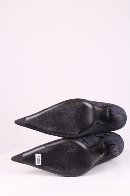 Balenciaga Velvet Pointed Ankle Boots Navy 39 | UK 6, Navy