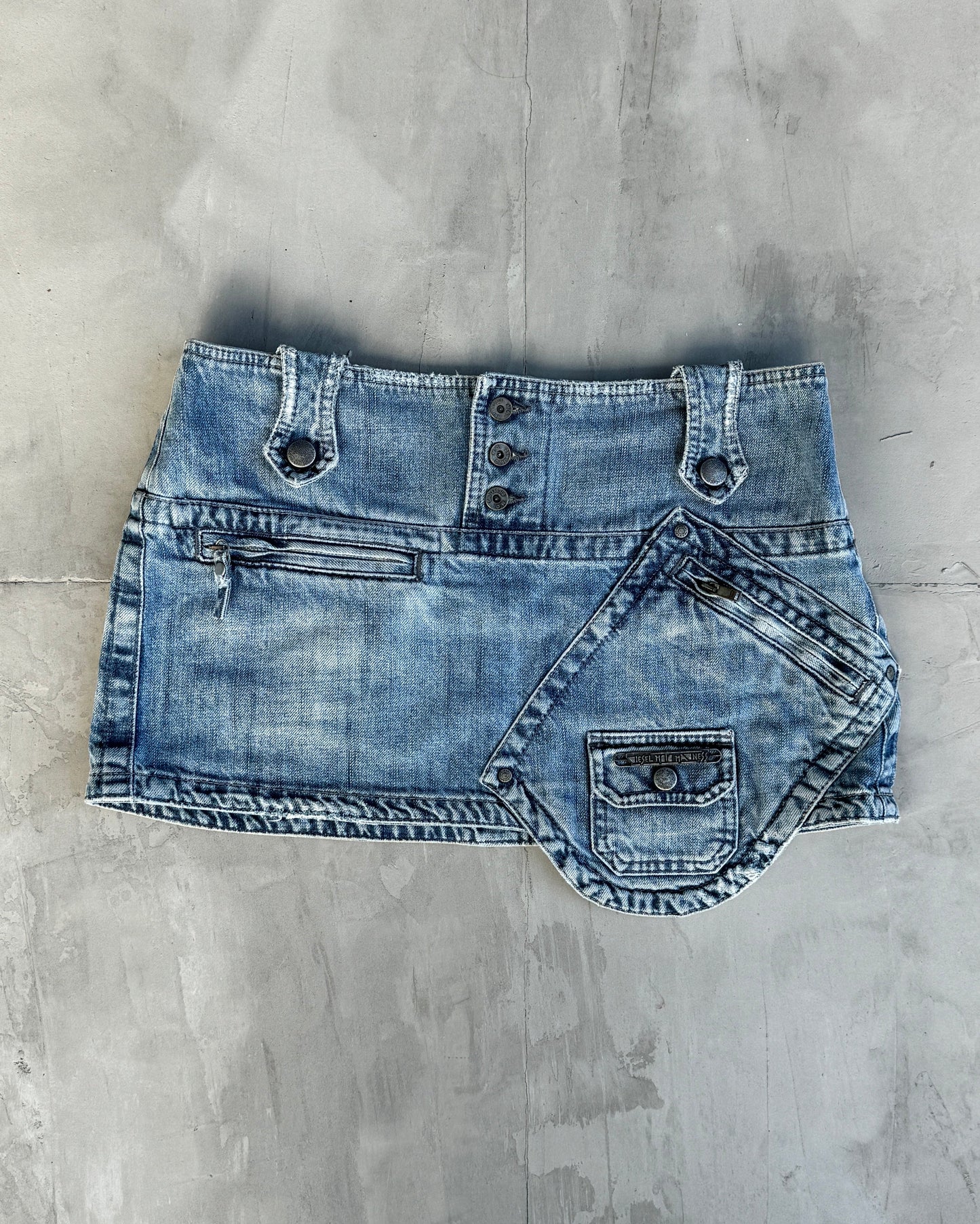 DIESEL 90'S OVERSIZED POCKET DENIM MINI SKIRT | Small, Blue