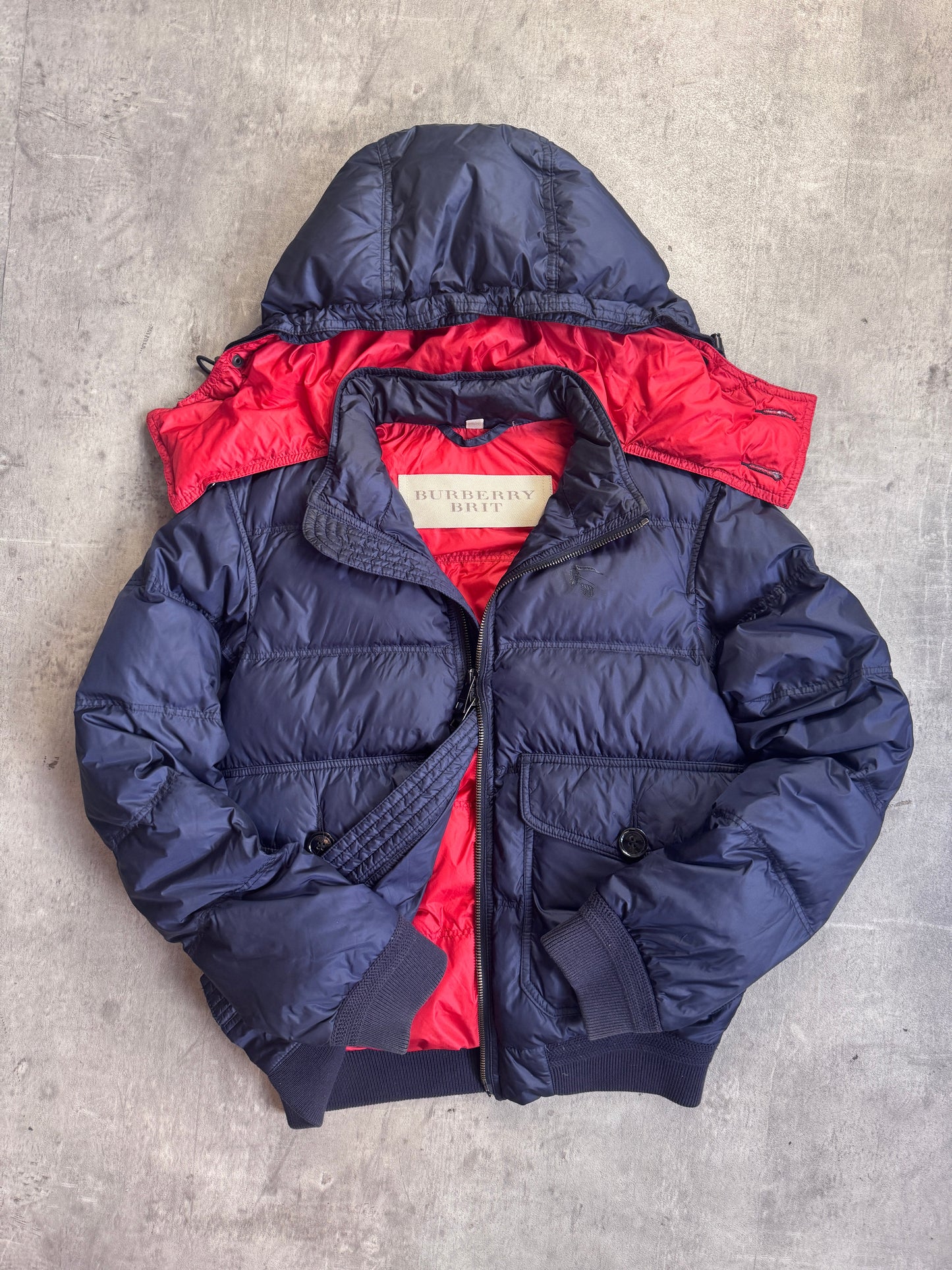 Burberry Navy Modular Detachable Hood Puffer Jacket