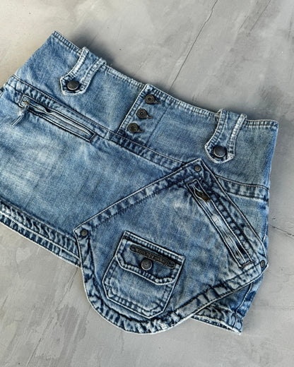 DIESEL 90'S OVERSIZED POCKET DENIM MINI SKIRT | Small, Blue