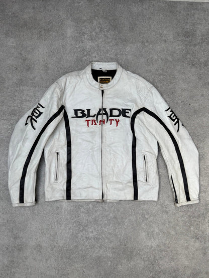 Blade Trinity Logo Leather Racing Jacket