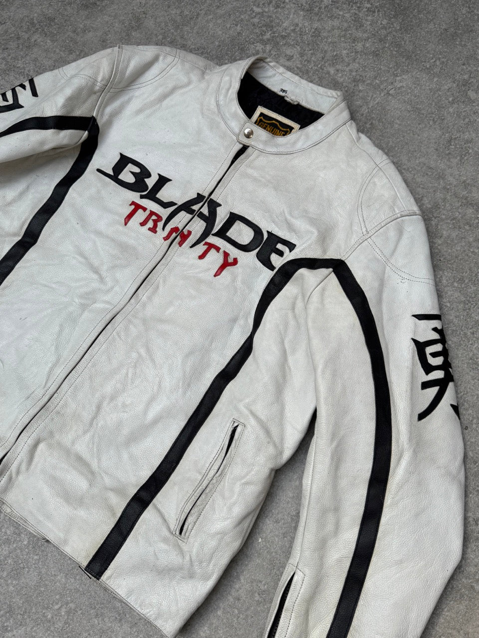 Blade Trinity Logo Leather Racing Jacket