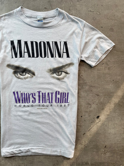 1987 Madonna "Who's That Girl" World Tour Single Stitch Graphic Tee | Small, Multicoloured