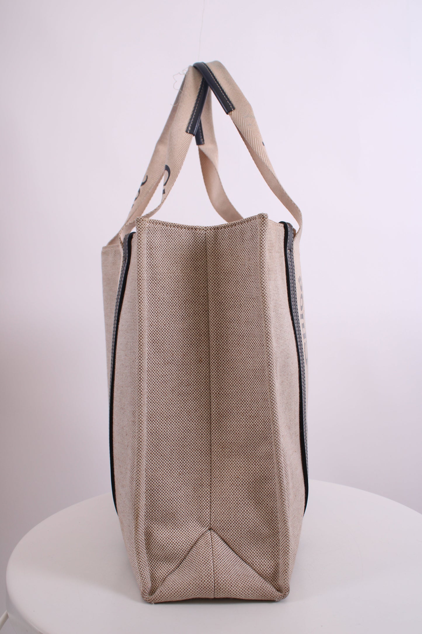 Chloe Woody Logo Canvas Tote Bag Beige Large | O/S, Beige