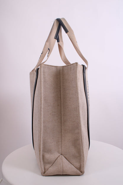 Chloe Woody Logo Canvas Tote Bag Beige Large | O/S, Beige